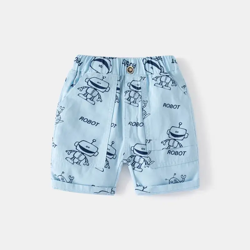 Kids Robot Print Shorts Navy Blue Wholesale - Image 2
