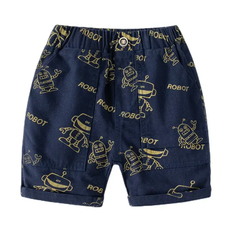 Kids Robot Print Shorts Navy Blue Wholesale - Image 6