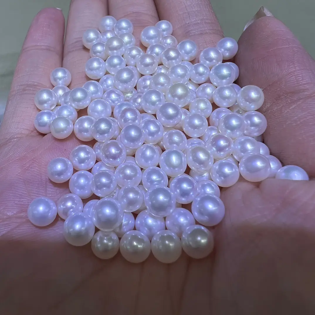 Freshwater Pearl Beads 5-6 Small Round White Pink