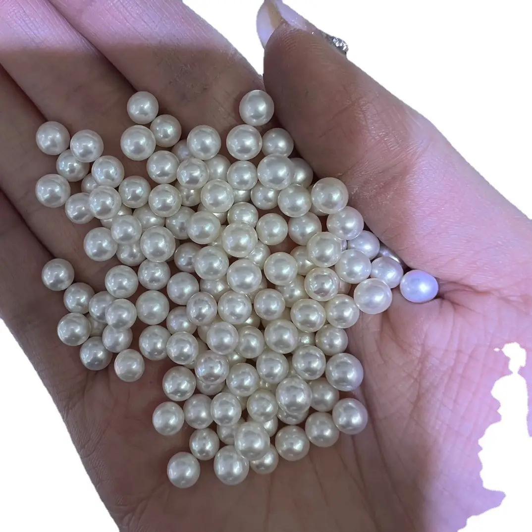 Freshwater Pearl Beads 5-6 Small Round White Pink