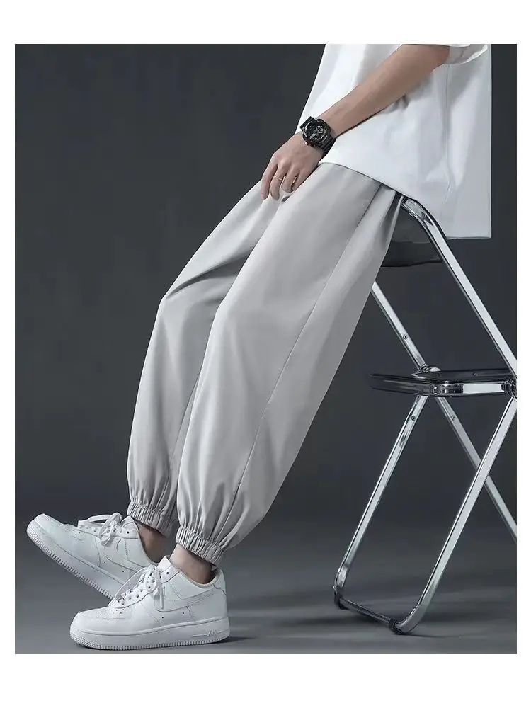 Men's Light Ice Silk Ankle Pants Summer Loose Fit — feature 11