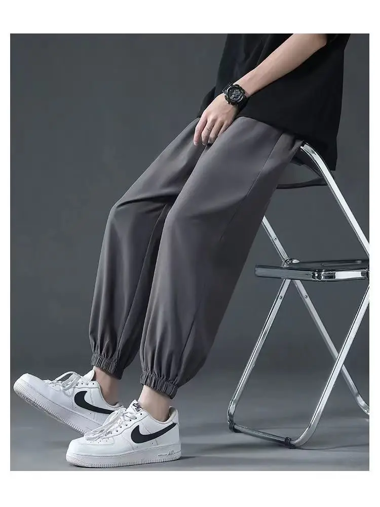 Men's Light Ice Silk Ankle Pants Summer Loose Fit — feature 14