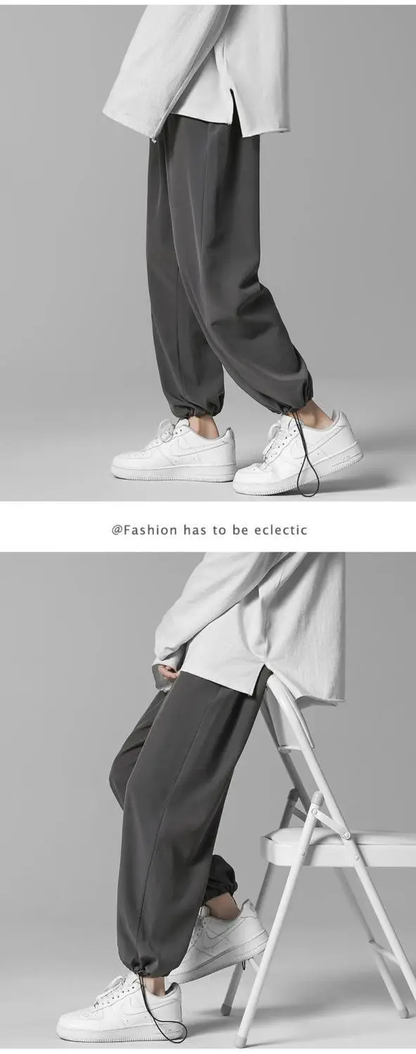 Men's Light Ice Silk Ankle Pants Summer Loose Fit — feature 19