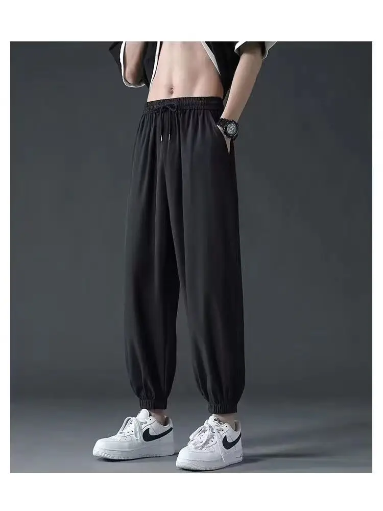 Men's Light Ice Silk Ankle Pants Summer Loose Fit — feature 7