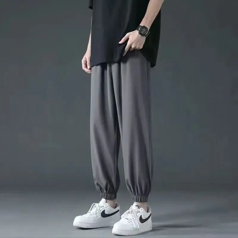 Men's Light Ice Silk Ankle Pants Summer Loose Fit - Image 2