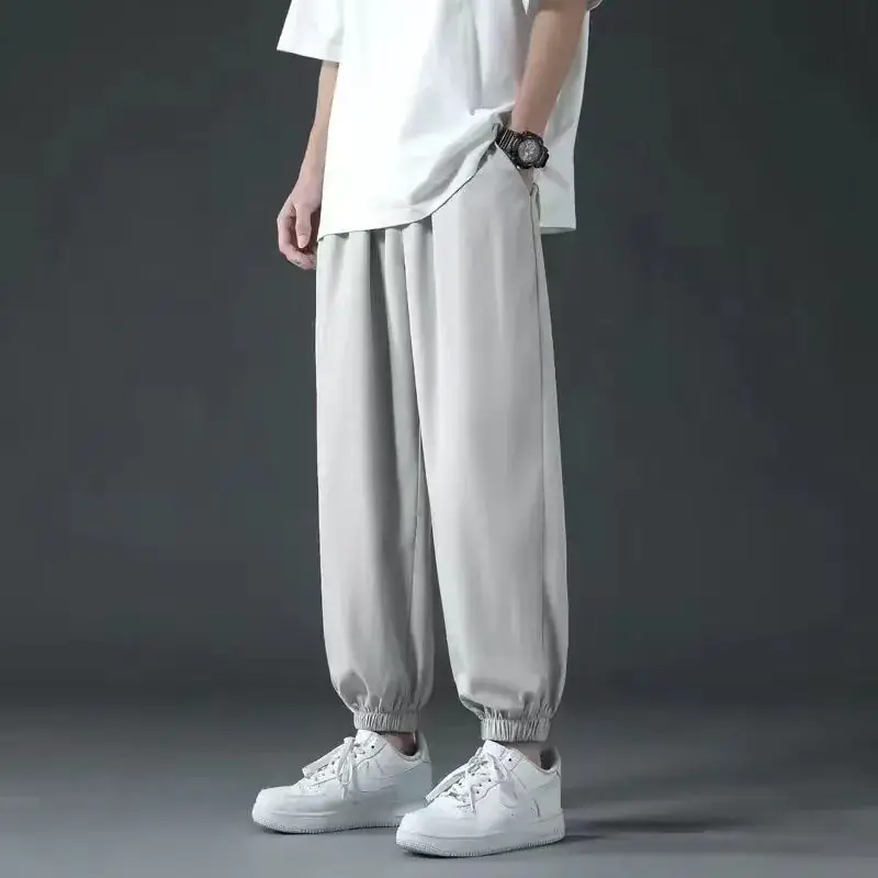 Men's Light Ice Silk Ankle Pants Summer Loose Fit - Image 3