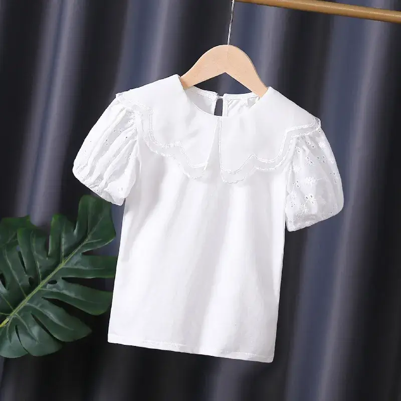 White Lace Short Sleeve T-Shirt for Girls - Image 3