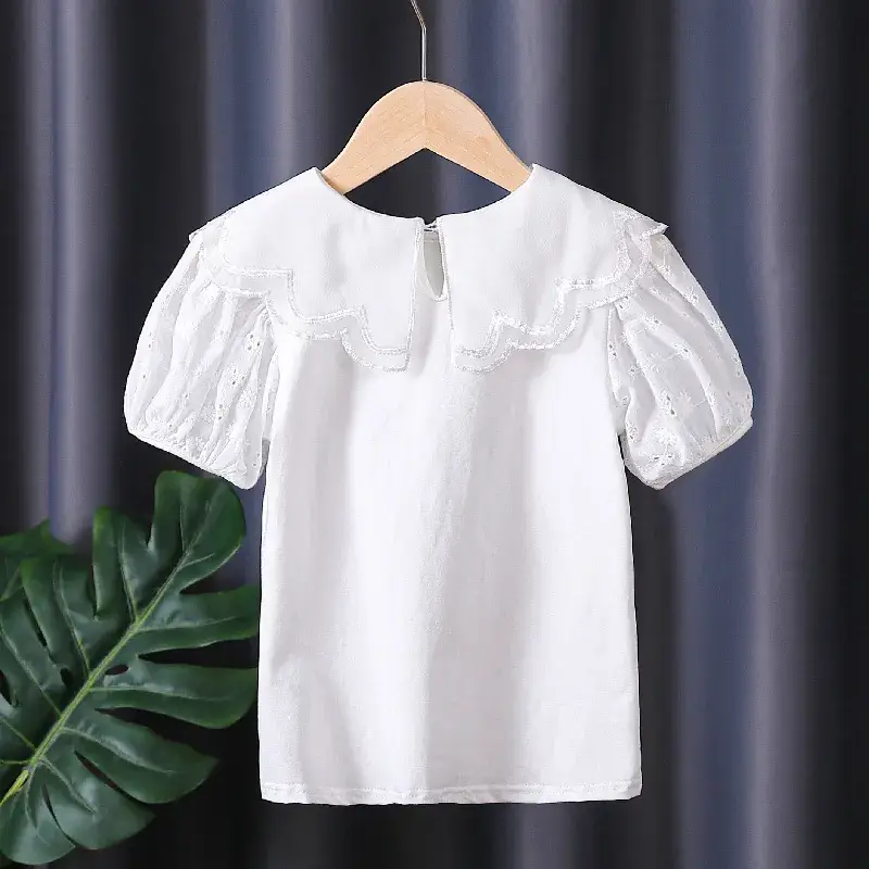 White Lace Short Sleeve T-Shirt for Girls - Image 4