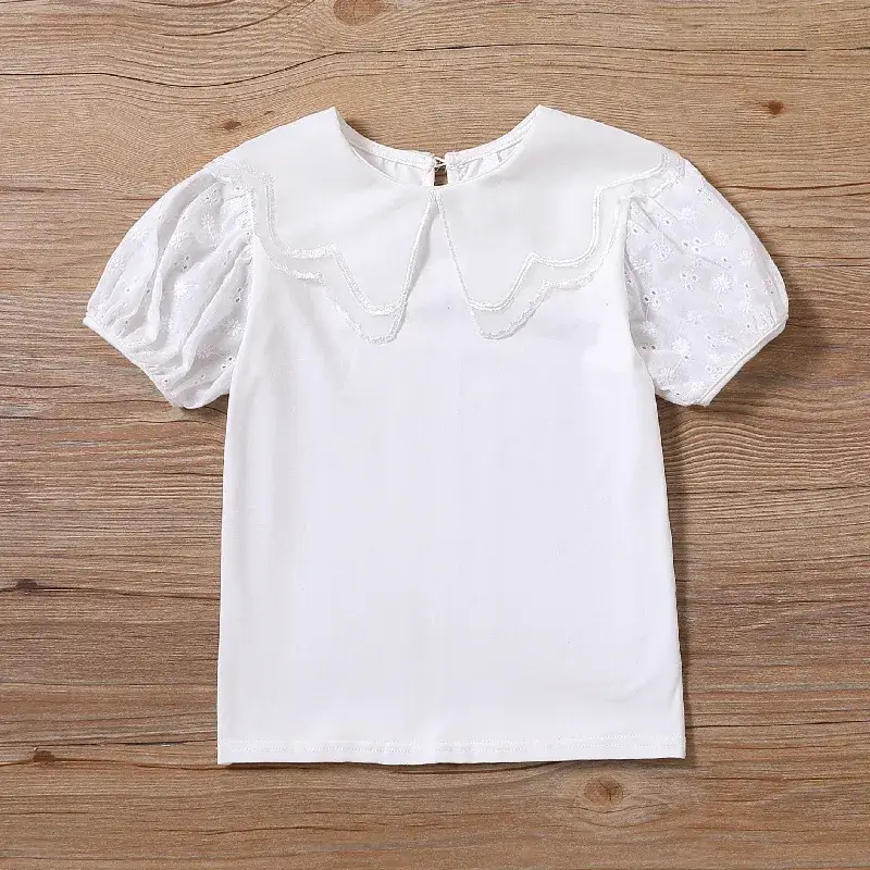White Lace Short Sleeve T-Shirt for Girls - Image 5