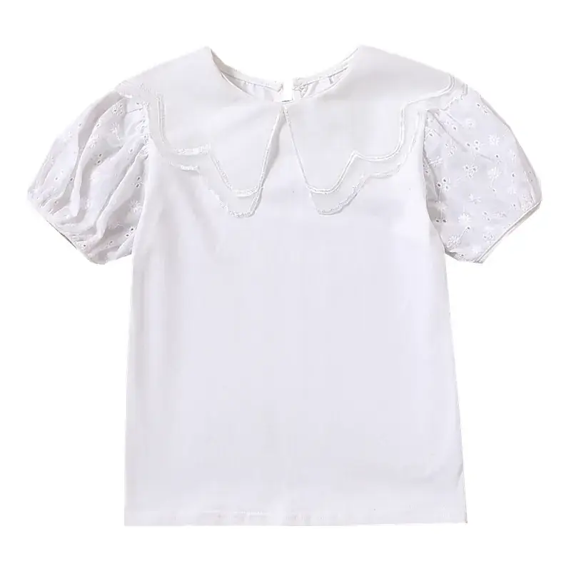 White Lace Short Sleeve T-Shirt for Girls - Image 6