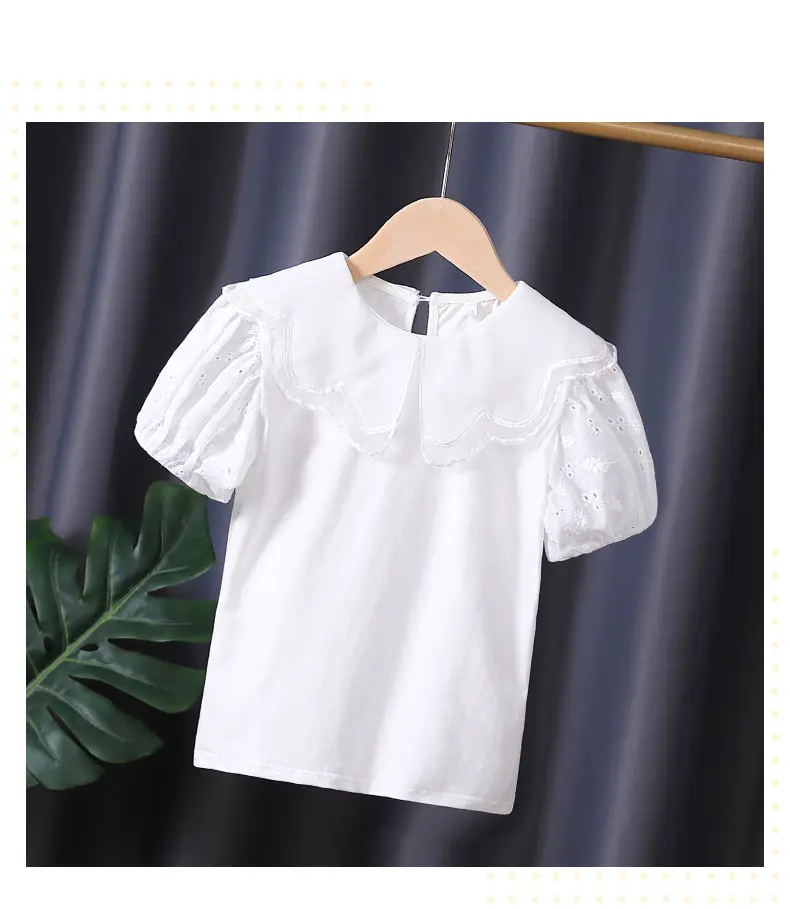 White Lace Short Sleeve T-Shirt for Girls — feature 11