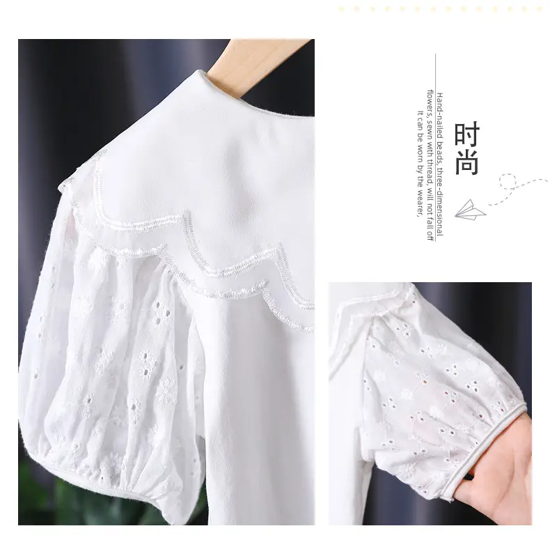 White Lace Short Sleeve T-Shirt for Girls — feature 12