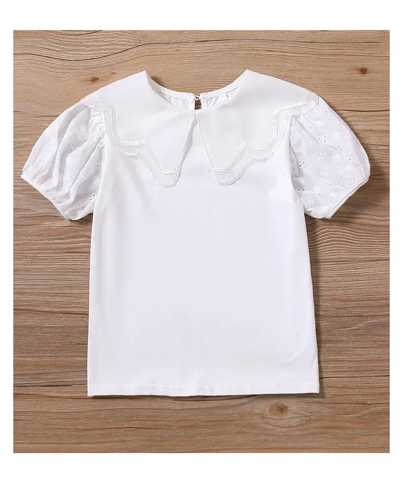 White Lace Short Sleeve T-Shirt for Girls — feature 13