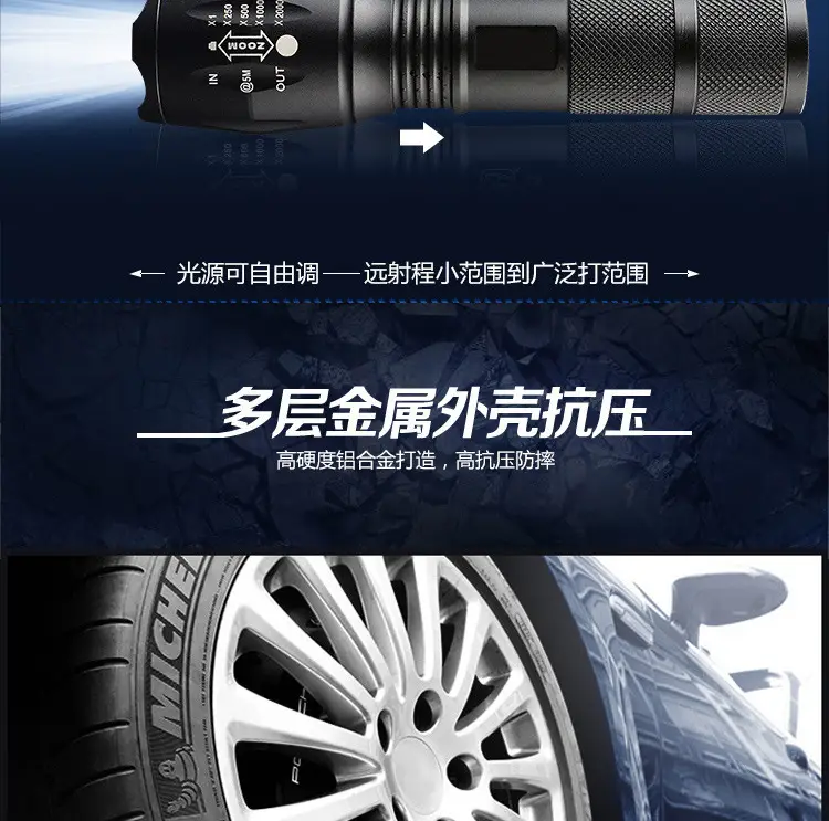 T6 Zoom Light Aluminum Waterproof Outdoor Night Running — feature 9