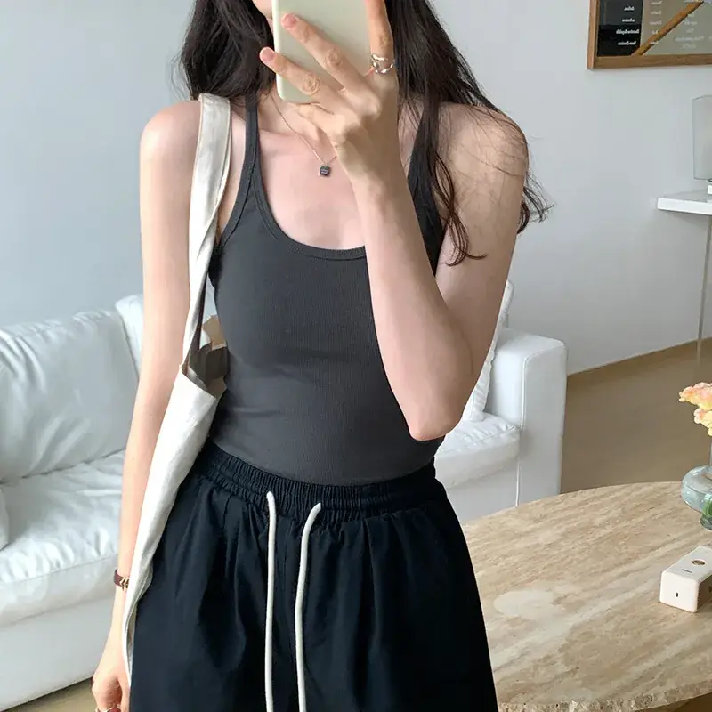 Sexy Spice Girl Threaded Vest Slim Fit 2023 Summer - Image 6