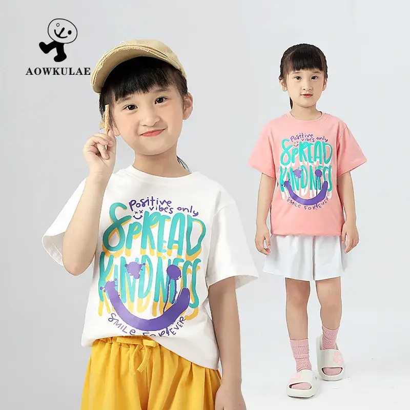 Korean Style Girls White Printed Short Sleeve T-Shirt Yellow Shorts Set - Image 5