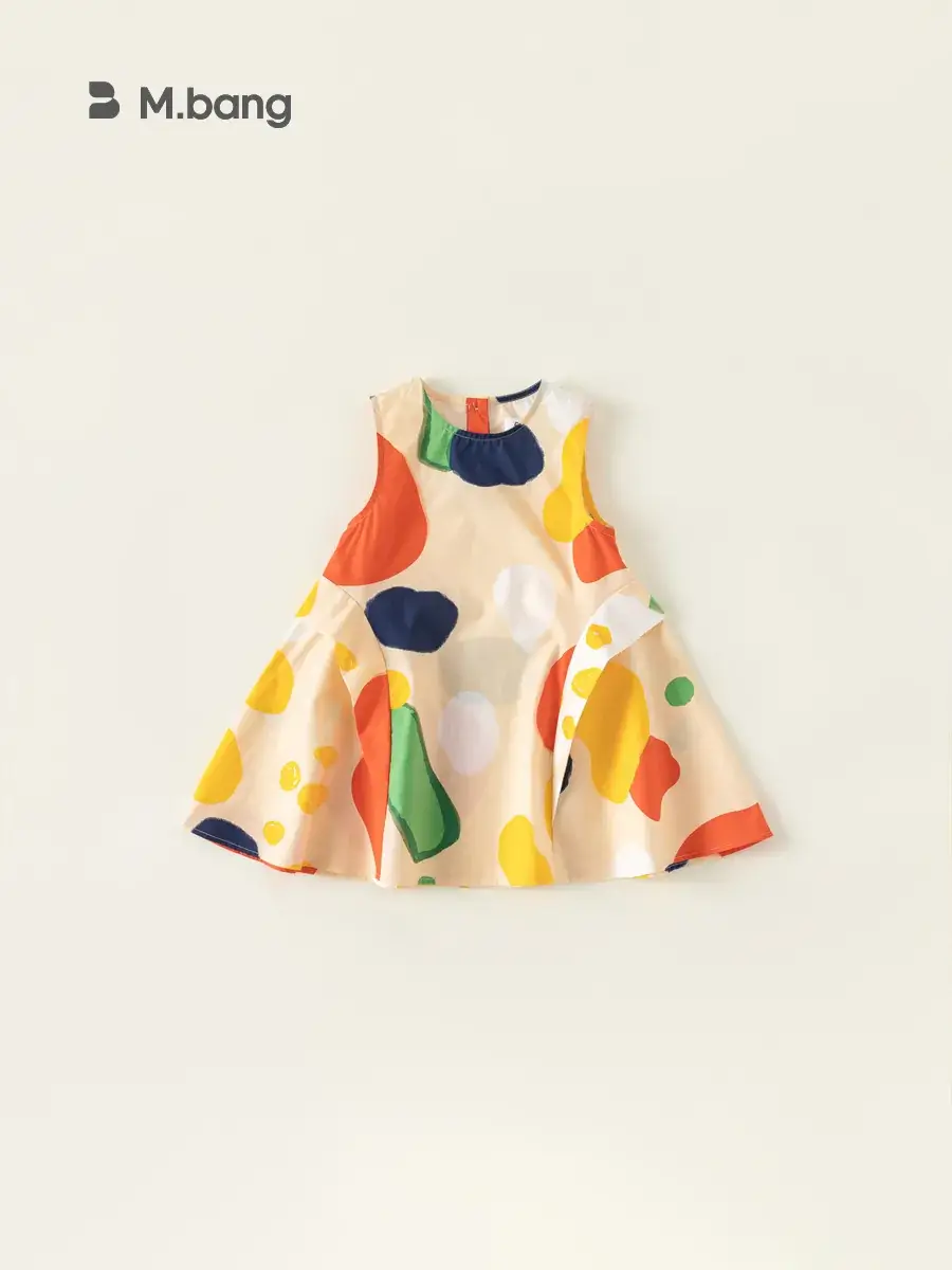Girls Sleeveless Asymmetrical Graffiti Dress Summer - Image 4