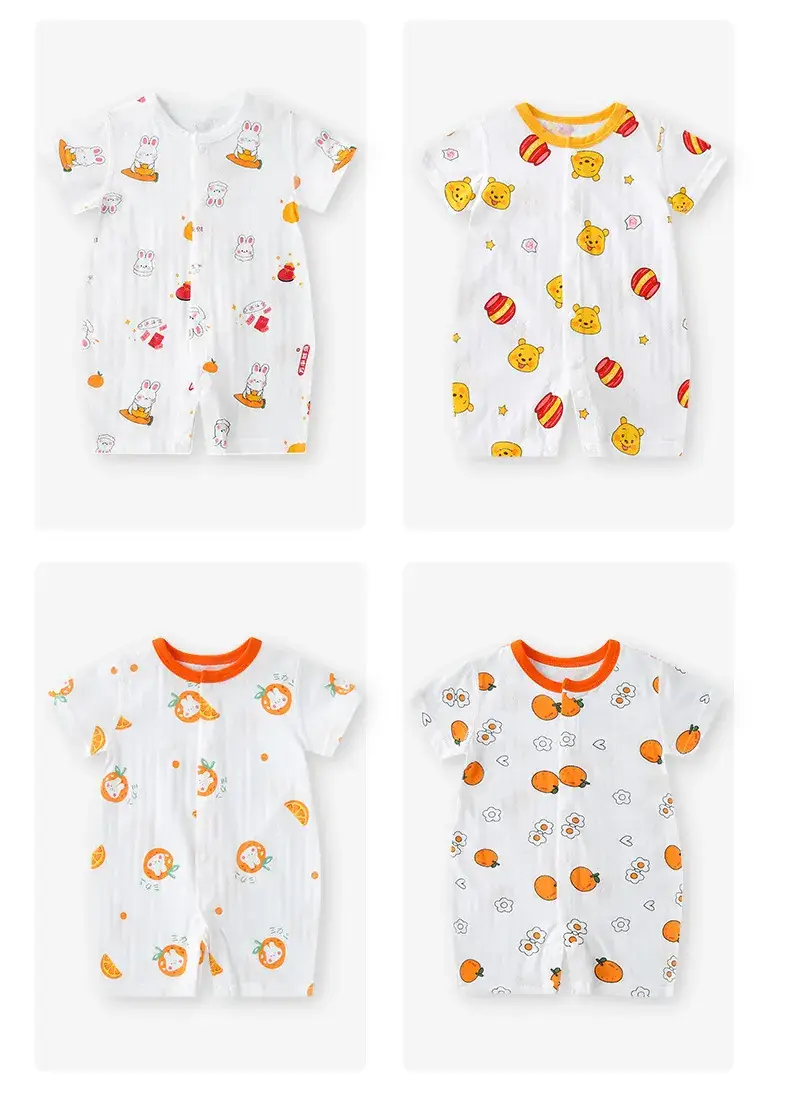 Baby Cotton Jumpsuit White Floral Summer Pajamas — feature 12