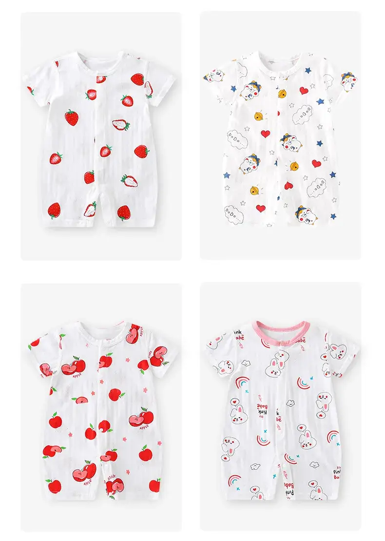 Baby Cotton Jumpsuit White Floral Summer Pajamas — feature 14