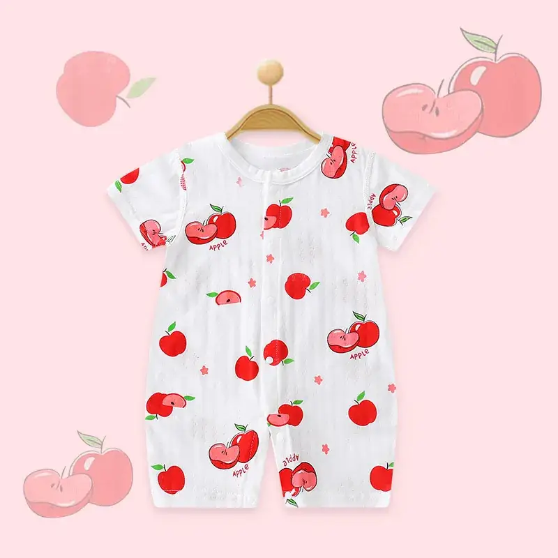 Baby Cotton Jumpsuit White Floral Summer Pajamas