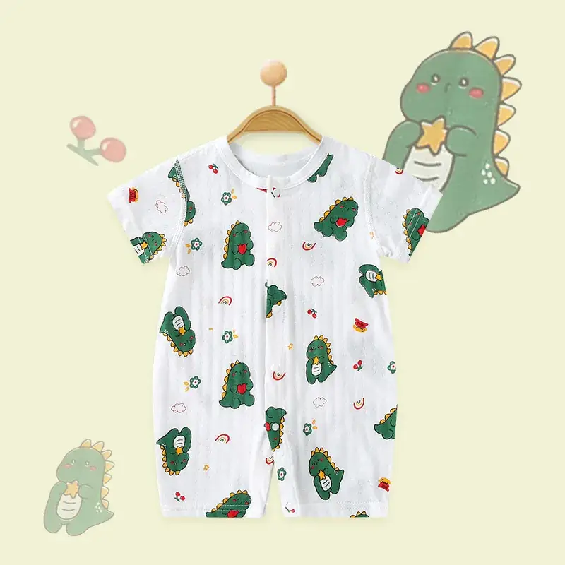 Baby Cotton Jumpsuit White Floral Summer Pajamas