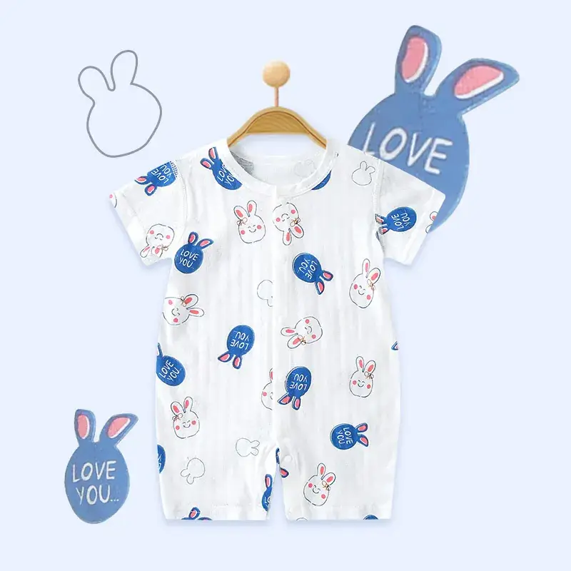 Baby Cotton Jumpsuit White Floral Summer Pajamas
