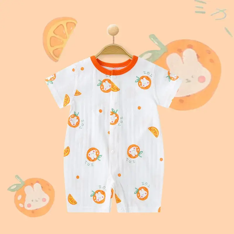 Baby Cotton Jumpsuit White Floral Summer Pajamas