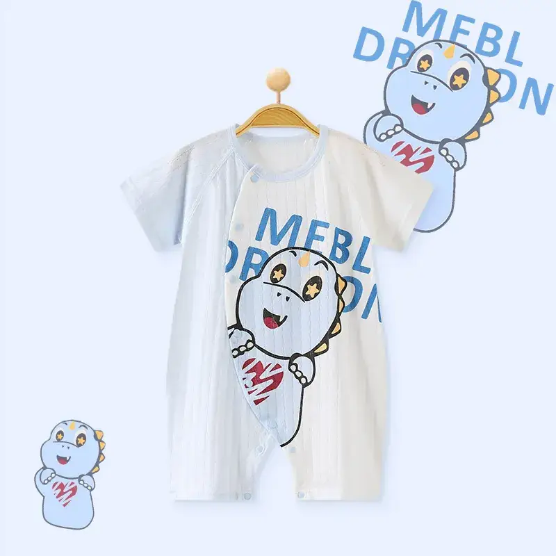 Baby Cotton Jumpsuit White Floral Summer Pajamas