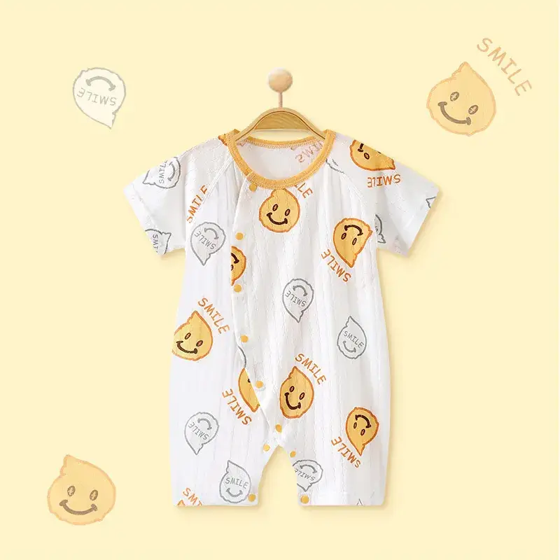 Baby Cotton Jumpsuit White Floral Summer Pajamas