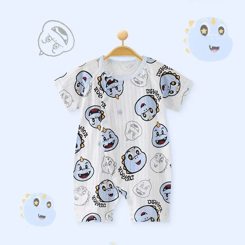 Baby Cotton Jumpsuit White Floral Summer Pajamas