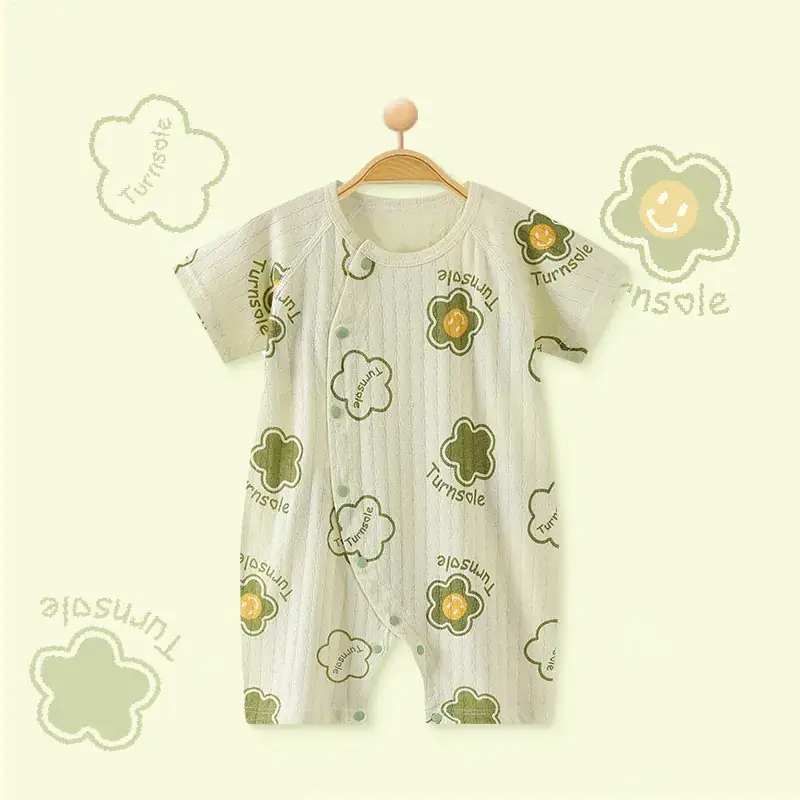Baby Cotton Jumpsuit White Floral Summer Pajamas