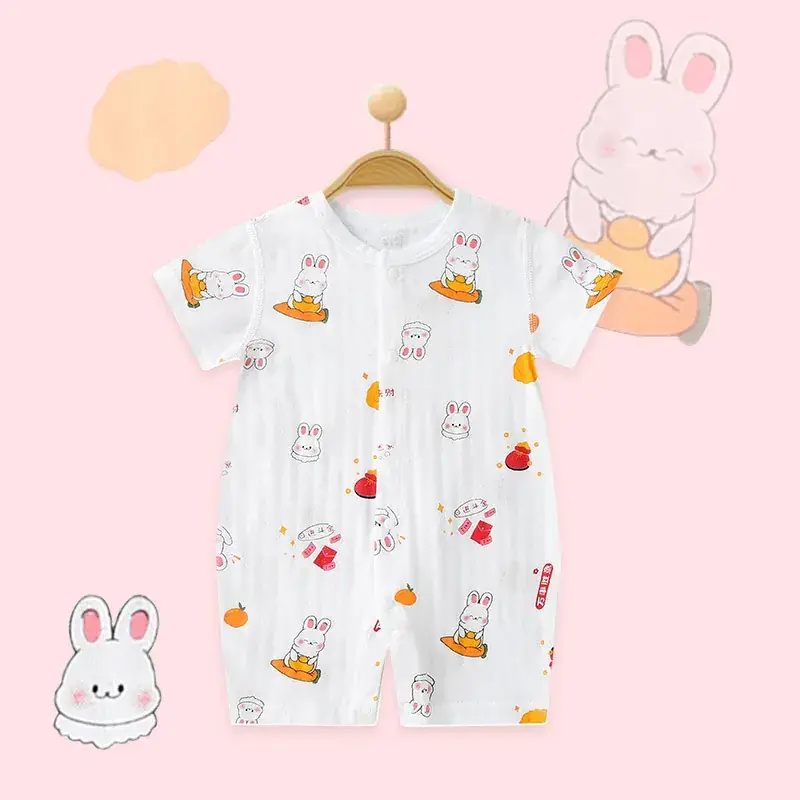 Baby Cotton Jumpsuit White Floral Summer Pajamas