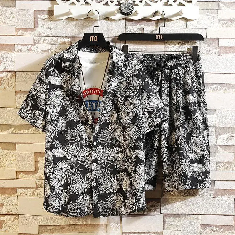Hawaiian Printed Men's Short Sleeve Beach Suit - Image 7