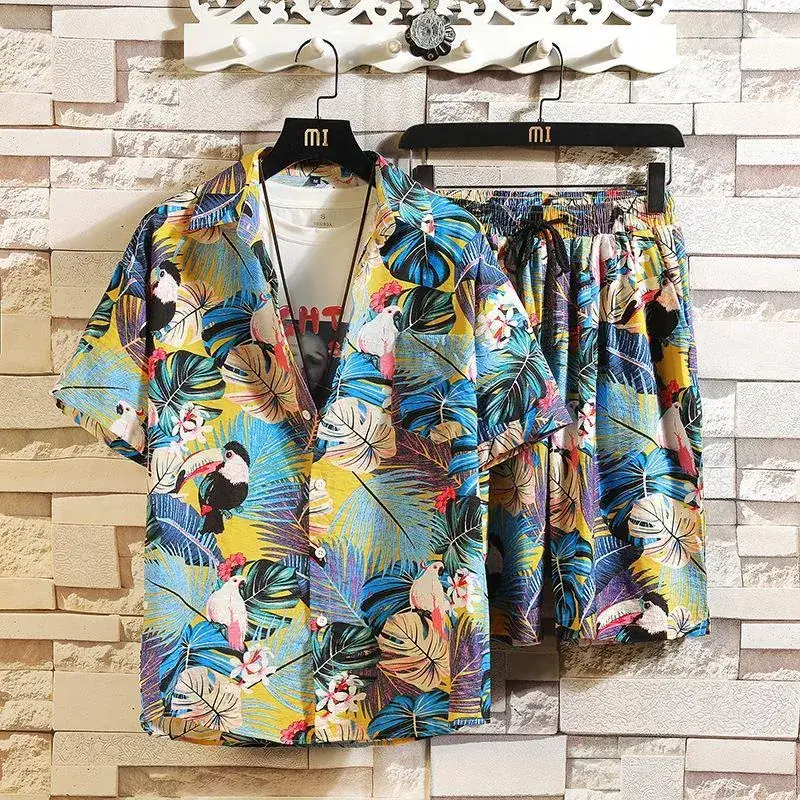 Hawaiian Printed Men's Short Sleeve Beach Suit - Image 8