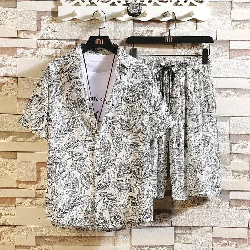 Hawaiian Printed Men's Short Sleeve Beach Suit - Image 9