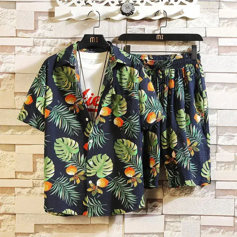 Hawaiian Printed Men's Short Sleeve Beach Suit - Image 2