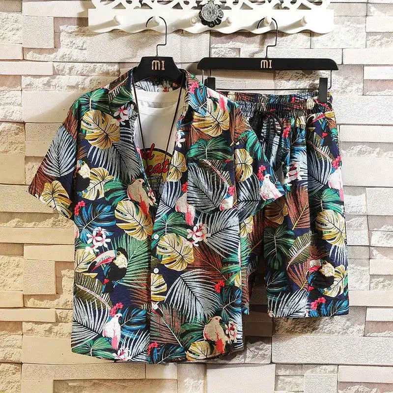 Hawaiian Printed Men's Short Sleeve Beach Suit - Image 3