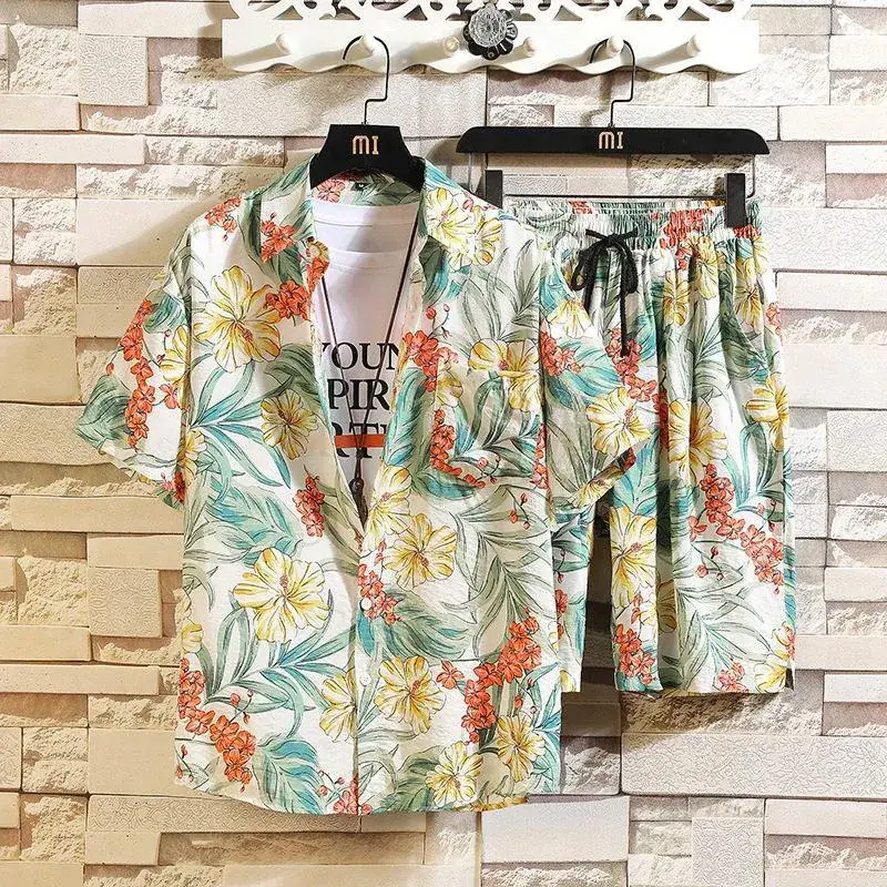 Hawaiian Printed Men's Short Sleeve Beach Suit - Image 4