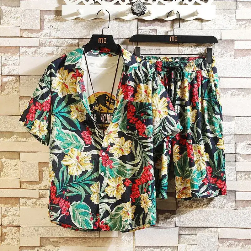 Hawaiian Printed Men's Short Sleeve Beach Suit - Image 5
