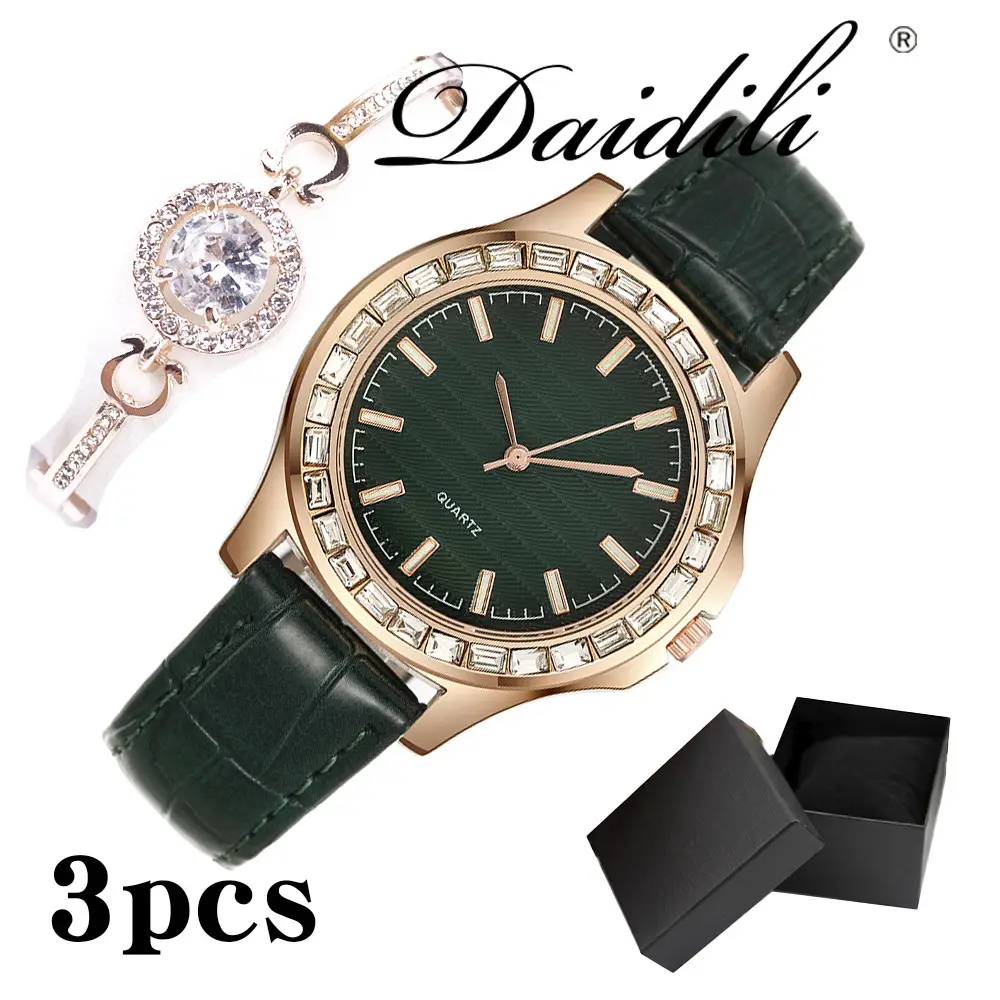Elegant Quartz Watch Set for Women with Diamond Bracelet - Image 2