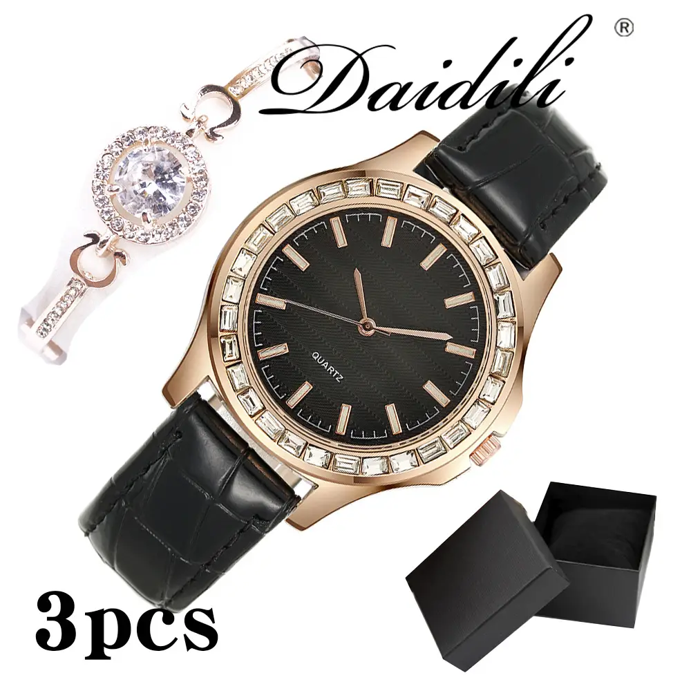 Elegant Quartz Watch Set for Women with Diamond Bracelet - Image 3