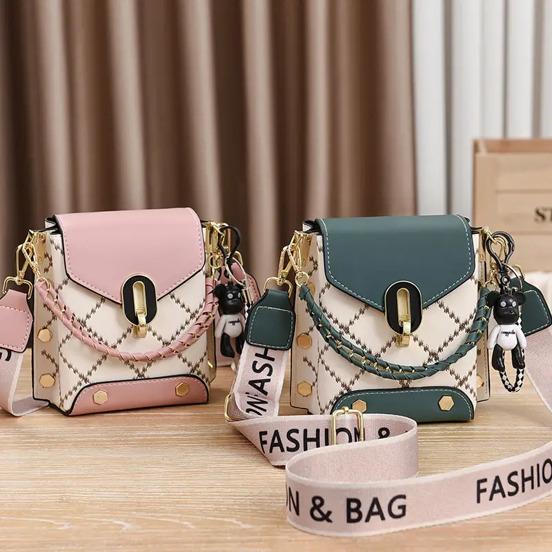 Women's Crossbody Phone Bag Beige Pvc Square Design