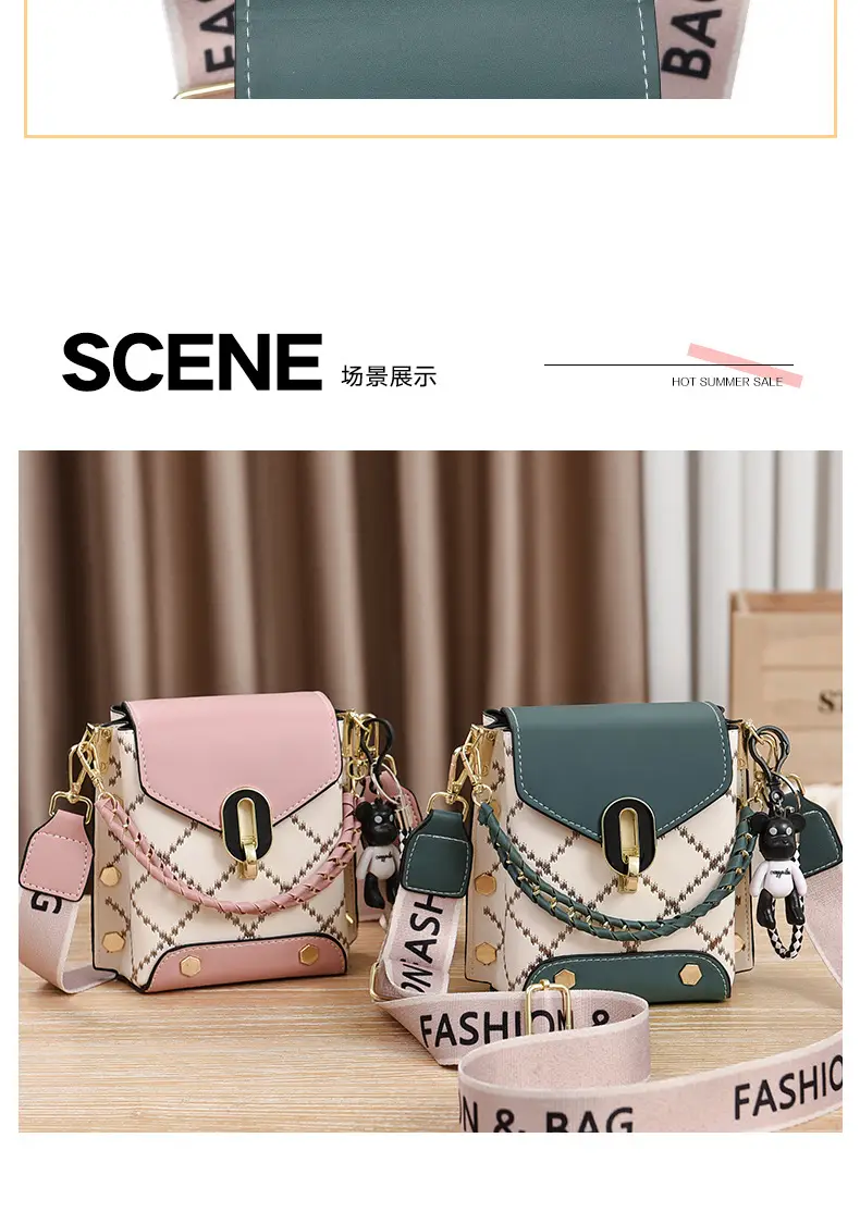 Women's Crossbody Phone Bag Beige Pvc Square Design — feature 12