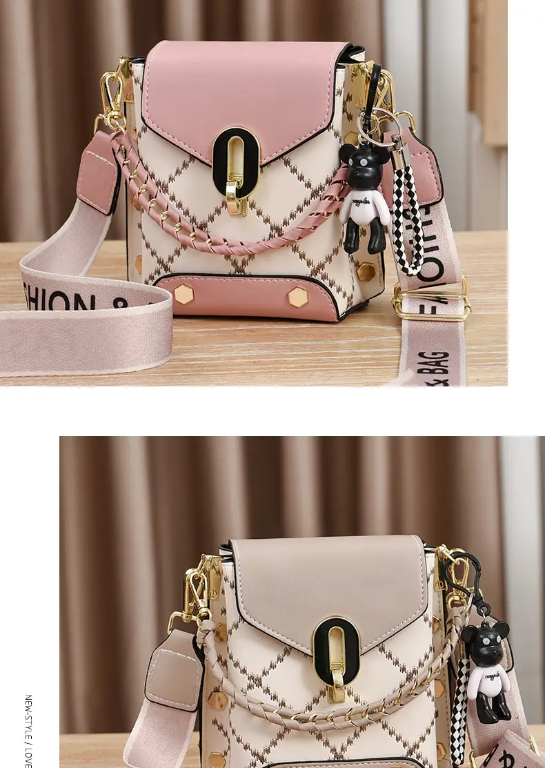 Women's Crossbody Phone Bag Beige Pvc Square Design — feature 15