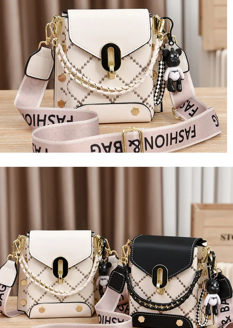 Women's Crossbody Phone Bag Beige Pvc Square Design — feature 17