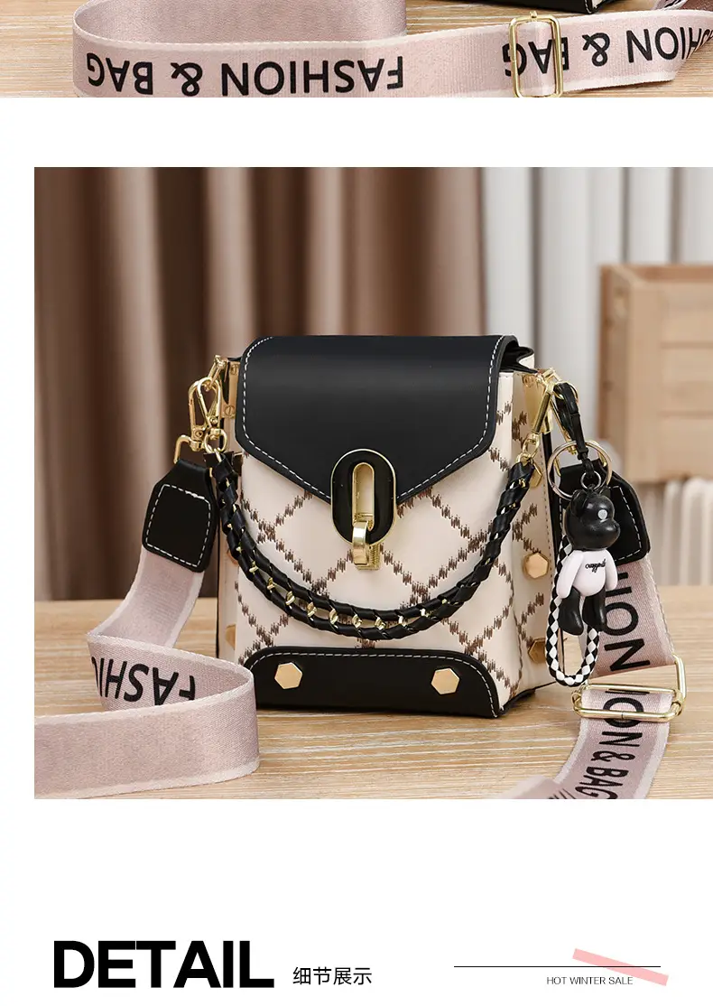 Women's Crossbody Phone Bag Beige Pvc Square Design — feature 18