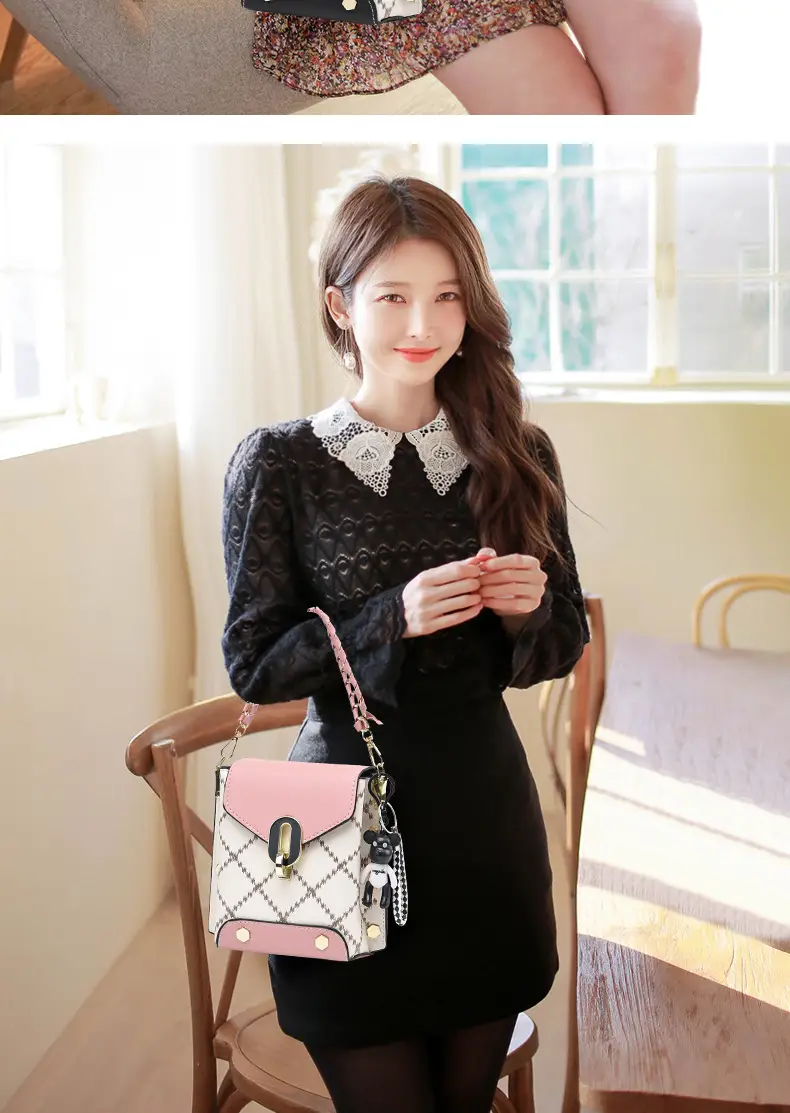 Women's Crossbody Phone Bag Beige Pvc Square Design — feature 4