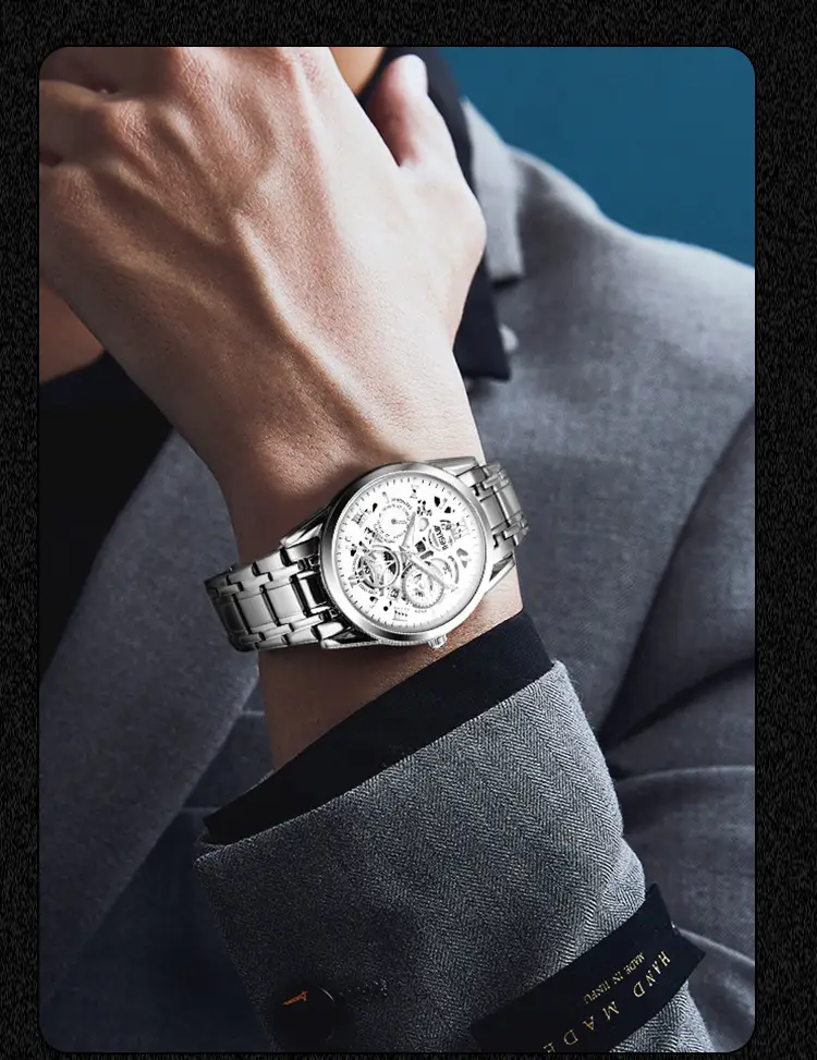 Men's Quartz Calendar Watch with Gold Steel Strap — feature 16