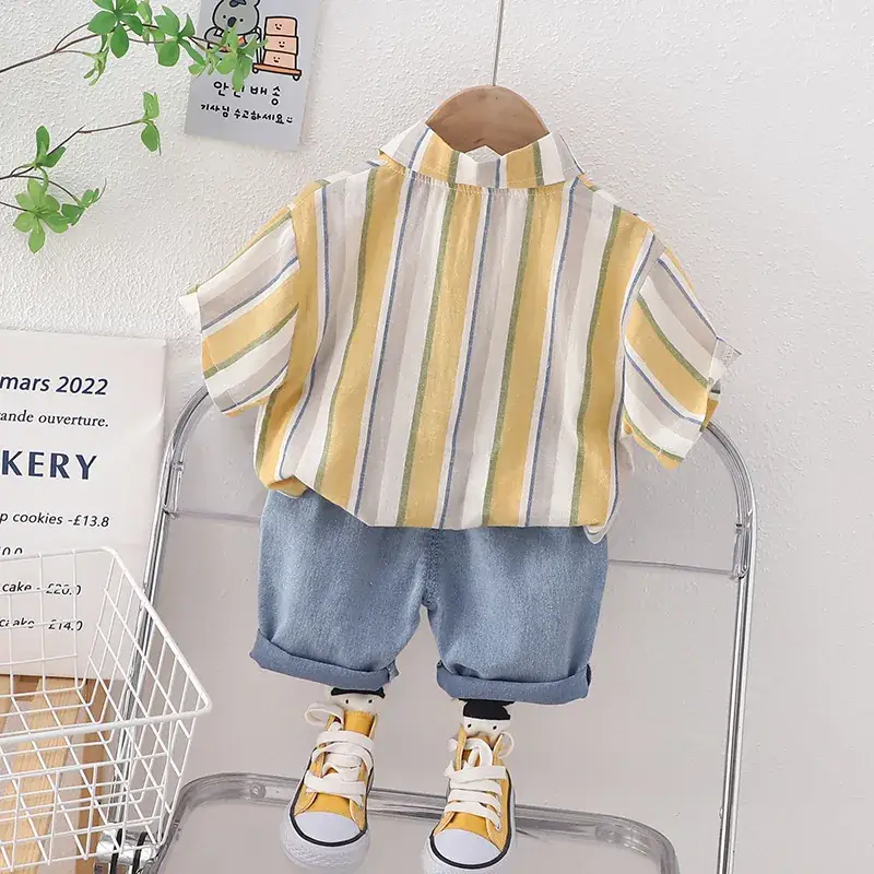 Boys Cotton Striped Shorts Suit Summer 2023 - Image 4