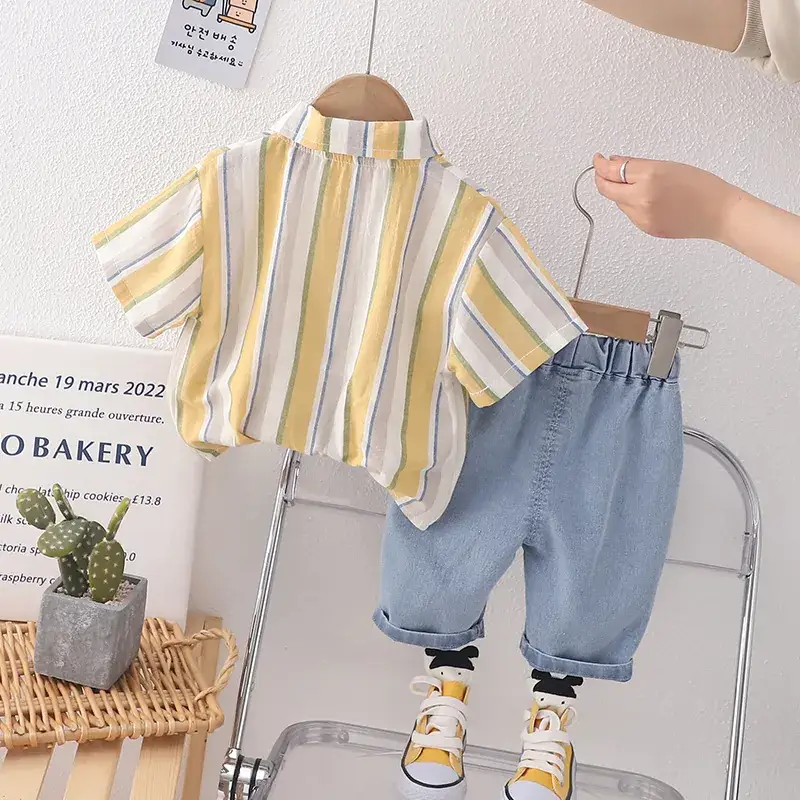 Boys Cotton Striped Shorts Suit Summer 2023 — feature 5